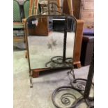 C20th brass framed bevel edge mirror fire screen