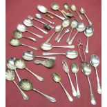 Sterling silver spoon with barley twist stem, a hallmarked sterling silver lid to scent bottle and a