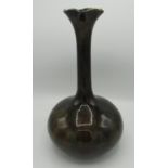 Brown and green lustre Linthorpe Vase of bulbous design.( Height 32cm)