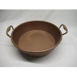 Late C19th/early C20th twin handled copper jam pan.