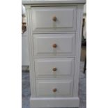 Solid grey painted pine chest of four drawers D43.5cm, W61cm, H.120cm