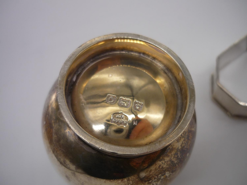 Geo.V hallmarked silver sparrow beak cream jug, Birmingham 1938 and an octagonal napkin ring, - Image 3 of 3
