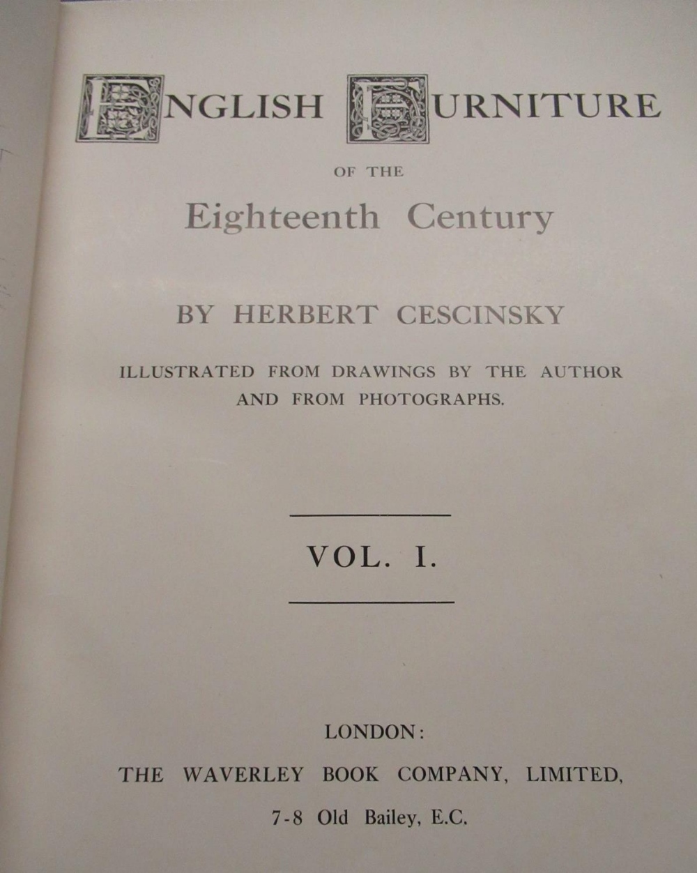 Cescinsky, Herbert: English Furniture of The Eighteen Century, b/w illust. pub London, half calf, - Image 2 of 4