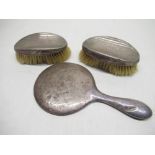 Pair of Geo.V hallmarked silver backed hairbrushes, Birmingham 1918 and a Victorian silver