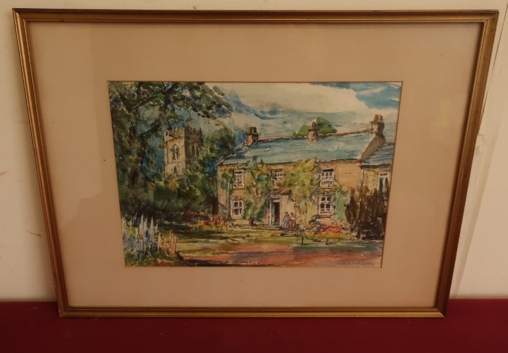 Rowland Henry Hill (Staithes Group 1873-1952): The Old Rectory Middleton, watercolour, signed and - Image 2 of 3