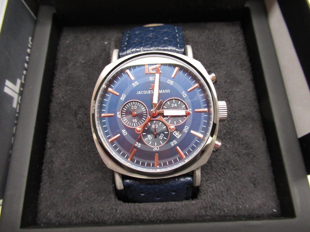 Jacques Lemans Sport's chronograph quartz wristwatch with date indicator, stainless steel case on