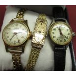 Ladies Roamer hand wound wristwatch, gold plated case on expanding bracelet, ladies Jubilee