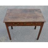 George III oak side table with molded top on square shamford supports W87cm D51cm H73cm