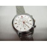 Swiss military Hanowa quartz conograph type wrist watch with date indicator, stainless steel case on