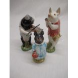 Three Beswick figures incl. Daniel the violin playing pig, Matthew the trumpet playing pig and