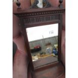 Edwardian mahogany wall mirror/shelf with carved detail 34cm x 73cm