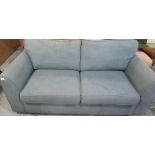 Teal upholstered two seater modern sofa W192cm H90cm D93cm