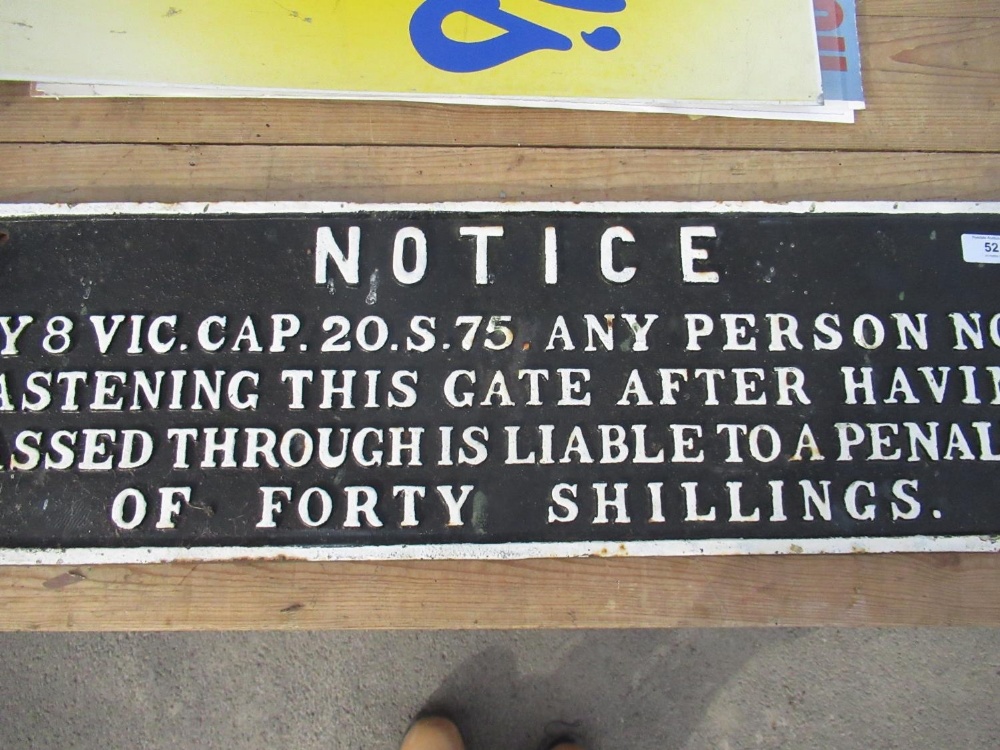 Heavy cast metal penalty gate close notice