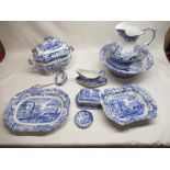 Spode Italian ware tureen with ladle gravy boat and saucer, jug and bowl, etc