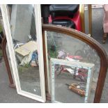 Victorian style mahogany framed bevel edged arch top over mantel mirror 112cm x 82cm and 2 other