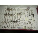 Collection of Spoons, Forks and Knives, of which most are monogrammed