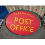 Wall mounted post office sign for Earlsheaton Post Office with mounting brackets