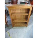 Modern two tier oak open bookcase W89cm D30cm H109cm