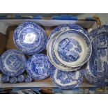 Collection of spode Italian pattern table ware including rectangular dish, deep dish, shaped plate