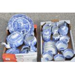 Collection of Copland Italian pattern tea wares including 2 teapots, 4 various jugs, preserve and