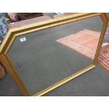 Modern gilt framed beveled edged over mantel mirror 112cm x 88cm