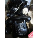 Late 1950s French PTT No 5062 Bakelite telephone with separate ear piece, a west German 1960s