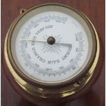 Brass case bolt head west German barometer D21cm