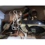 Astral early 20th C style BT compatible black marble and gilt finish telephone and a BT Caravel