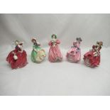 Royal Dalton "Autumn Breezes", "Spring Morrow", "Marguerite" and two" Top of the Hill" figurines (5)