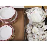 Selfmann, Weiden, Bavaria, 24 piece porcelain dinner service with red and gilt border, Royal Grafton