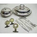C20th Goldsmith's Co, Newcastle silver plated entrée dish and cover, C20th Mappin & Webb muffin dish