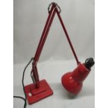 1938 - 1968 Herbert Terry no. 1224 angle poised lamp in red finish with cast marks to the square