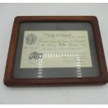 Framed white £5 note