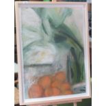 George Hainsworth (B.1937); ?Oranges and Amaryllis,? mixed media, signed, 79cm x 56.6cm