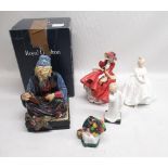 Royal Doulton The Cobbler HN1705, Top of the Hill HN1834, Heather HN2956, Darling HN1985, The Old