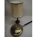 Yorkshire oak table lamp with hexagonal turned and ringed column on circular stepped base H60cm,