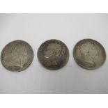 Geo III Crown, Victorian bun head Crown 1845 and Jubilee Crown 1899 2.6ozt (3)