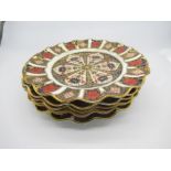 Royal Crown Derby 1128 Old Imari pattern - set of six fluted edge plates each D22cm (6)