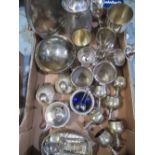 Small collection of silver plate and other metal ware including a continental lidded jug stamped