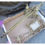 Large embossed circular plaque D74cm, brass Rococo style picture frame, brass miniature easel,