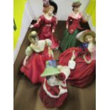 Royal Doulton Patricia HN3365, Holly HN3647 Fair Lady HN2832, Autumn Breezes HN1934 and Christmas