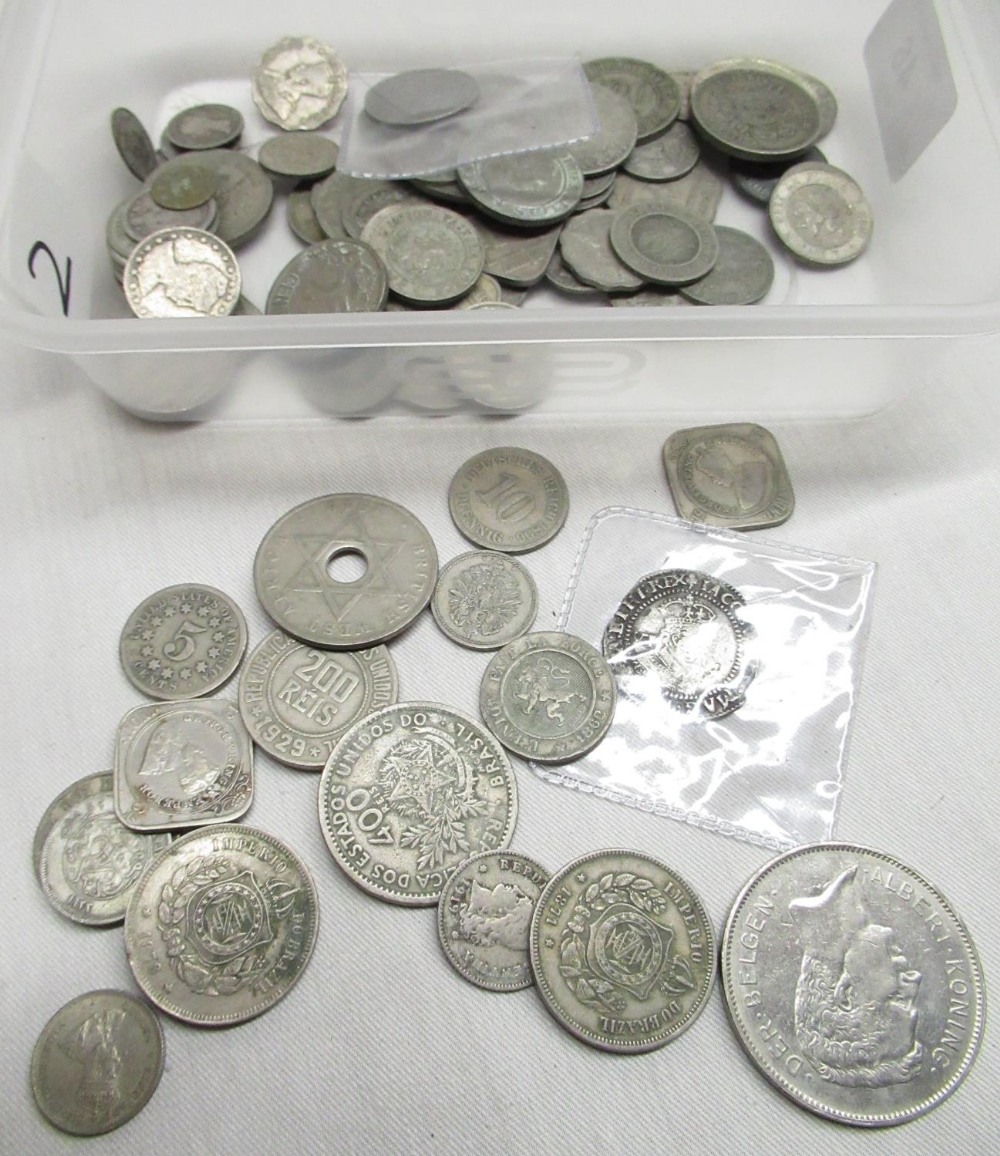 Two Scottish hammered coins, one dated 1624, other coins, some foreign