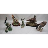 Akita ring-necked pheasant figurine, Border Fine Arts BO345 robin and chicks, wagtail, Goebel figure