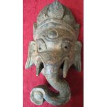 Teenage Cancer Trust Fundraiser - carved wood Malayan type tribal elephant face mask L38cm