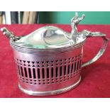 Teenage Cancer Trust Fundraiser - Silver hallmarked Chester 1919 mustard pot with oval body, pierced