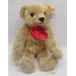 Steiff 1909 classic teddy bear blonde mohair fur with jointed limbs bearing original labels H32cm