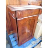 Victorian mahogany side cabinet with single drawer above a panelled door W54cm D42cm H85cm