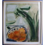 George Hainsworth (B.1937); ?Amaryllis and Oranges,? mixed media, signed, 66cm x 56.5cm