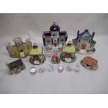 Collection of china houses and glass animals