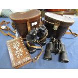 Pair of Ross of London 7x50 Steplux binoculars with case, pair of Kershaw binoculars and rectangular